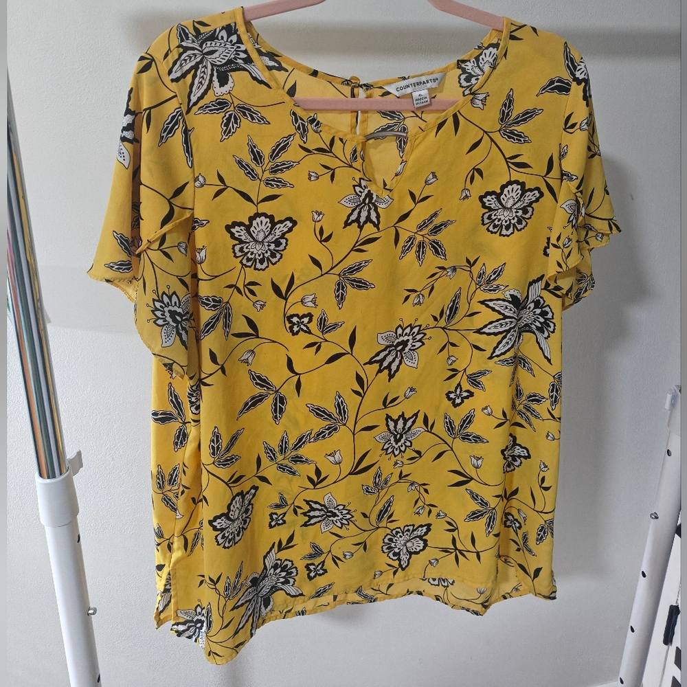 Counterparts Mustard Floral Print Blouse